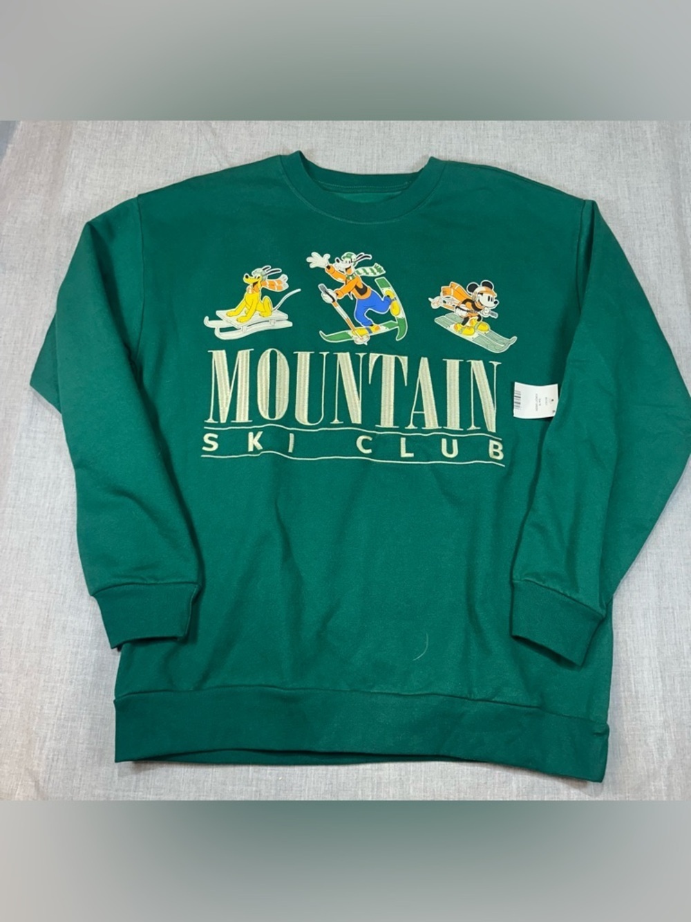 Disney Green Mountain Ski Club Crewneck Sweatshirt Retro Cartoons NWT